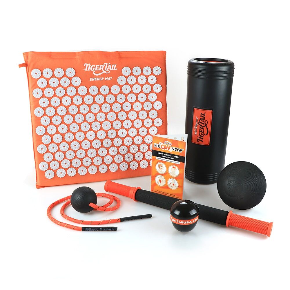 The Recess Master Kit features all of Tiger Tail’s amazing tools to massage your neck, shoulder, back, and arms, help relieve sore muscles, soothe stress, and recover.